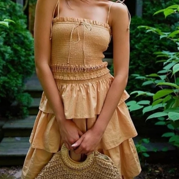 Free People‎ Sunset Dancing Dress Peach Nude Women's Size Large - Picture 3 of 12